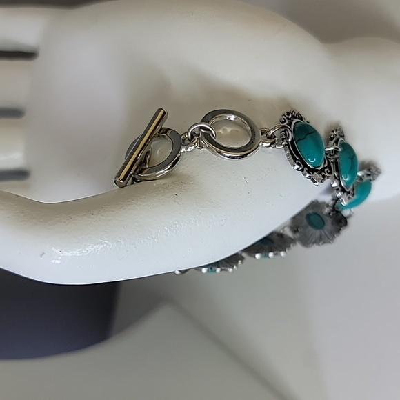 Bohemian Jewelry Set Fashion Faux Turquoise Earrings Bracelet Necklace Boho - Picture 5 of 9